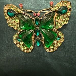 Green and Gold Butterfly Brooch